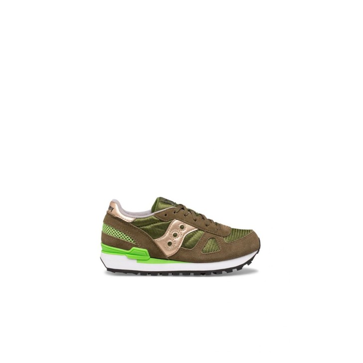Saucony Shadow Sneakers Verde con inserti a contrasto oro