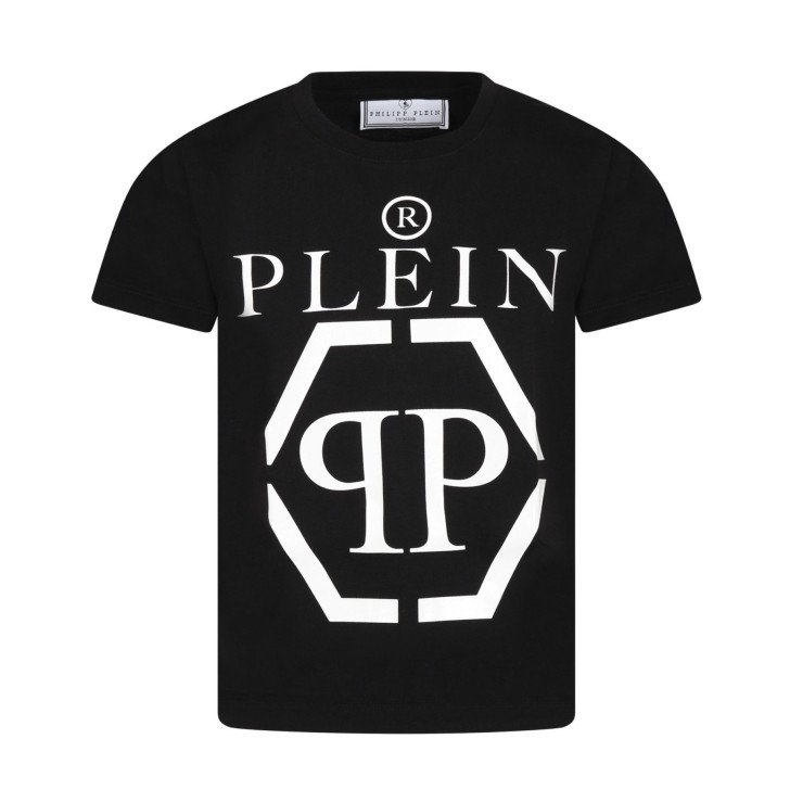 Philipp Plein T-shirt a manica corta nera con maxi logo stampato