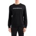 EMPORIO ARMANI FELPA BLACK IN MISTO MODAL CON STAMPA LOGO LETTERING WHITE 