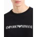 EMPORIO ARMANI FELPA BLACK IN MISTO MODAL CON STAMPA LOGO LETTERING WHITE 