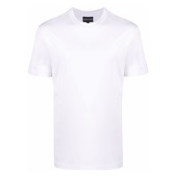 EMPORIO ARMANI T-SHIRT WHITE REGULAR FIT IN LYOCELL A MANICA CORTA CON LOGO EAGLE AL FONDO