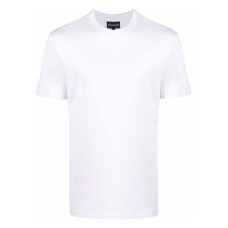 EMPORIO ARMANI T-SHIRT WHITE REGULAR FIT IN LYOCELL A MANICA CORTA CON LOGO EAGLE AL FONDO