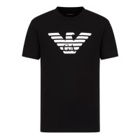 EMPORIO ARMANI T-SHIRT A MANICA CORTA BLACK IN JERSEY PIMA CON STAMPA LOGO EAGLE WHITE