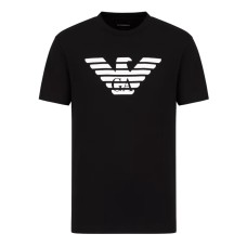 EMPORIO ARMANI T-SHIRT A MANICA CORTA BLACK IN JERSEY PIMA CON STAMPA LOGO EAGLE WHITE