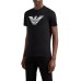 EMPORIO ARMANI T-SHIRT A MANICA CORTA BLACK IN JERSEY PIMA CON STAMPA LOGO EAGLE WHITE