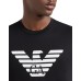 EMPORIO ARMANI T-SHIRT A MANICA CORTA BLACK IN JERSEY PIMA CON STAMPA LOGO EAGLE WHITE