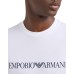 EMPORIO ARMANI T-SHIRT A MANICA CORTA WHITE IN JERSEY PIMA CON STAMPA LOGO LETTERING BLUE