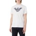 EMPORIO ARMANI T-SHIRT A MANICA CORTA WHITE IN JERSEY PIMA CON STAMPA LOGO EAGLE BLUE