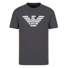 EMPORIO ARMANI T-SHIRT A MANICA CORTA GREY IN JERSEY PIMA CON STAMPA LOGO AQUILA WHITE 