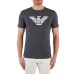 EMPORIO ARMANI T-SHIRT A MANICA CORTA GREY IN JERSEY PIMA CON STAMPA LOGO AQUILA WHITE 