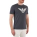 EMPORIO ARMANI T-SHIRT A MANICA CORTA GREY IN JERSEY PIMA CON STAMPA LOGO AQUILA WHITE 