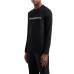 EMPORIO ARMANI MAGLIA A MANICA LUNGA BLACK IN JERSEY PIMA CON STAMPA LOGO LETTERING WHITE