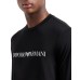 EMPORIO ARMANI MAGLIA A MANICA LUNGA BLACK IN JERSEY PIMA CON STAMPA LOGO LETTERING WHITE