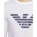 EMPORIO ARMANI MAGLIA A MANICA LUNGA WHITE IN JERSEY PIMA CON MAXI STAMPA LOGO EAGLE BLUE