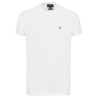 EMPORIO ARMANI T-SHIRT IN COTONE WHITE A MANICA CORTA CON PATCH AQUILA 