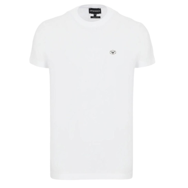 EMPORIO ARMANI T-SHIRT IN COTONE WHITE A MANICA CORTA CON PATCH AQUILA 