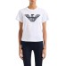 EMPORIO ARMANI T-SHIRT IN JERSEY ORGANICO ASV A MANICA CORTA WHITE CON STAMPA LOGO AQUILA 