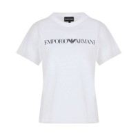 EMPORIO ARMANI T-SHIRT IN JERSEY ORGANICO ASV A MANICA CORTA WHITE CON STAMPA LOGO LETTERING