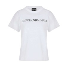 EMPORIO ARMANI T-SHIRT IN JERSEY ORGANICO ASV A MANICA CORTA WHITE CON STAMPA LOGO LETTERING