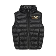 Ea7 Emporio Armani gilet da Bimbo nero con logo oro 