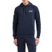 EA7 EMPORIO ARMANI FELPA CON CAPPUCCIO BLUE IN MISTO COTONE CON LOGO LETTERING WHITE	