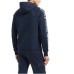 EA7 EMPORIO ARMANI FELPA CON CAPPUCCIO BLUE IN MISTO COTONE CON LOGO LETTERING WHITE	