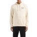 EA7 EMPORIO ARMANI FELPA CON CAPPUCCIO BEIGE IN MISTO COTONE CON LOGO LETTERING BLACK