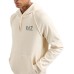 EA7 EMPORIO ARMANI FELPA CON CAPPUCCIO BEIGE IN MISTO COTONE CON LOGO LETTERING BLACK