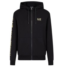 EA7 EMPORIO ARMANI FELPA FULL ZIP CON CAPPUCCIO IN COTONE BLACK 