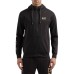 EA7 EMPORIO ARMANI FELPA FULL ZIP CON CAPPUCCIO IN COTONE BLACK 