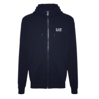 EA7 EMPORIO ARMANI FELPA FULL ZIP CON CAPPUCCIO IN COTONE BLUE