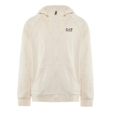  EA7 EMPORIO ARMANI FELPA FULL ZIP CON CAPPUCCIO IN COTONE BEIGE