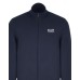 EA7 EMPORIO ARMANI FELPA FULL ZIP IN COTONE BLUE CON LOGO LETTERING WHITE	