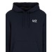 EA7 EMPORIO ARMANI FELPA CON CAPPUCCIO IN COTONE BLUE CON LOGO LETTERING 