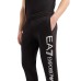 EA7 EMPORIO ARMANI PANTALONE JOGGER IN COTONE BLACK CON MAXI LOGO LETTERING WHITE