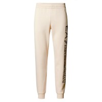 EA7 EMPORIO ARMANI PANTALONE JOGGER IN COTONE BEIGE CON MAXI LOGO LETTERING BLACK