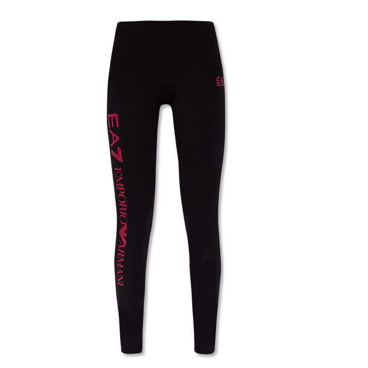 EA7 Emporio Armani leggings nero con logo fucsia da Donna 