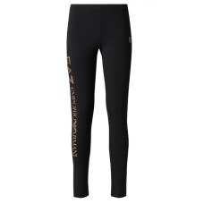 EA7 EMPORIO ARMANI LEGGINGS BLACK CON LOGO LETTERING STAMPATO ROSAGOLD 