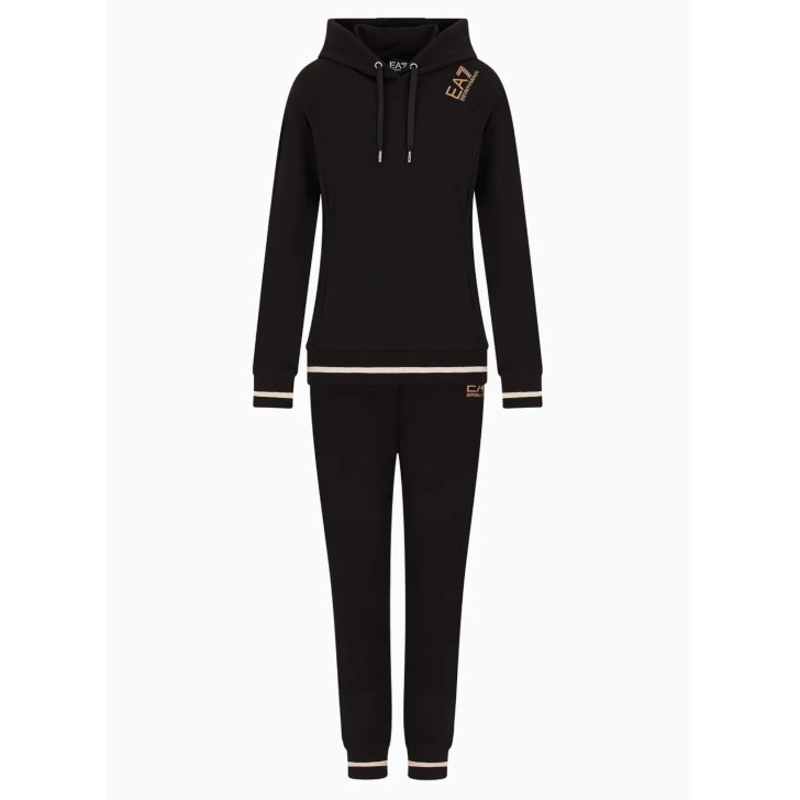 EA7 EMPORIO ARMANI TUTA COMPLETA DA DONNA IN COTONE STRETCH BLACK 