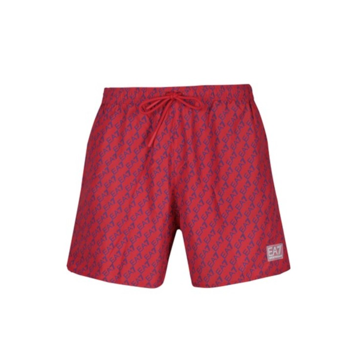 Ea7 Emporio Armani boxer da mare rosso con stampa all over 