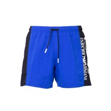 Ea7 Emporio Armani boxer da mare blu con banda laterale nera 