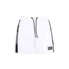 Ea7 Emporio Armani boxer da mare bianco con bande logate