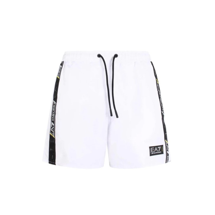 Ea7 Emporio Armani boxer da mare bianco con bande logate