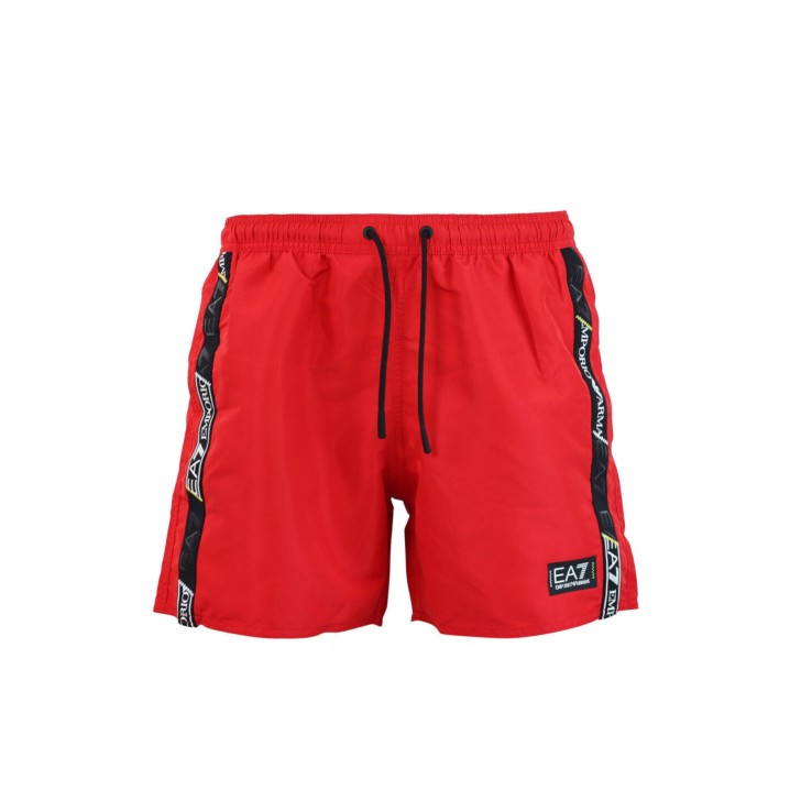 Ea7 Emporio Armani boxer da mare rosso con bande logate 