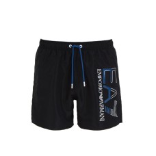 Ea7 Emporio Armani boxer da mare nero con logo blu nella parte anteriore