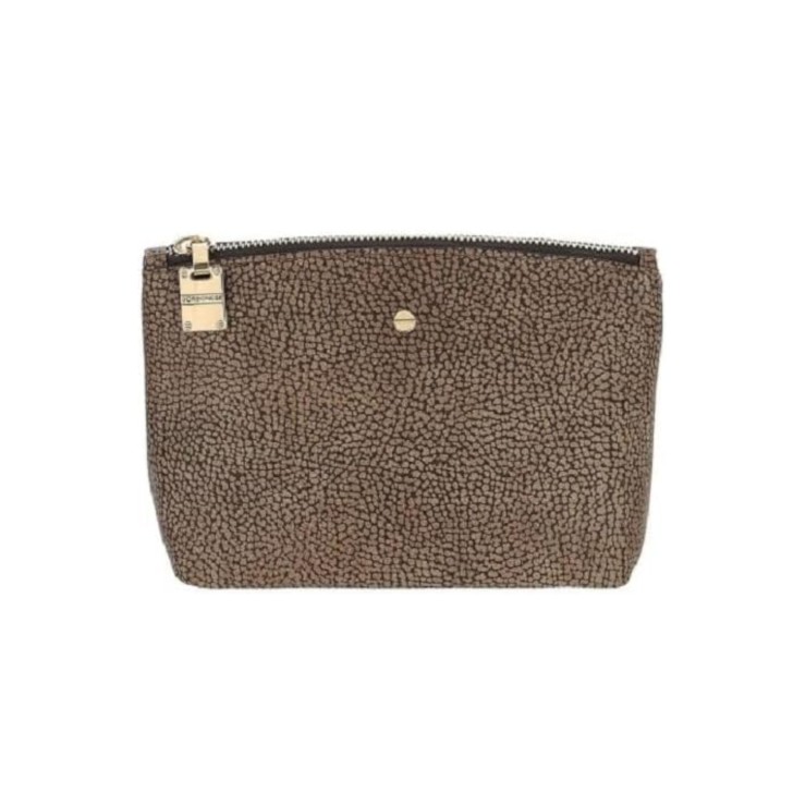 BORBONESE POCHETTE CON STAMPA OP NATURAL/BLACK 