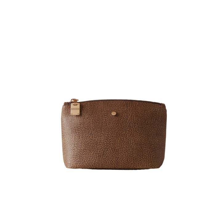 BORBONESE POCHETTE DA DONNA CON STAMPA OP NATURAL/BLACK  IN PELLE 