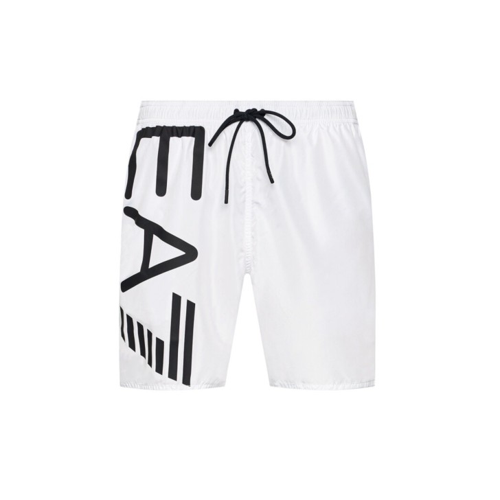 Ea7 Emporio Armani boxer da mare bianco con logo nella parte anteriore 