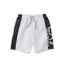 Ea7 Emporio Armani boxer da mare bianco con bande laterali nere 