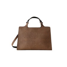 BORBONESE BORSA BAULETTO CON STAMPA OP NATURAL/BLACK IN PELLE 